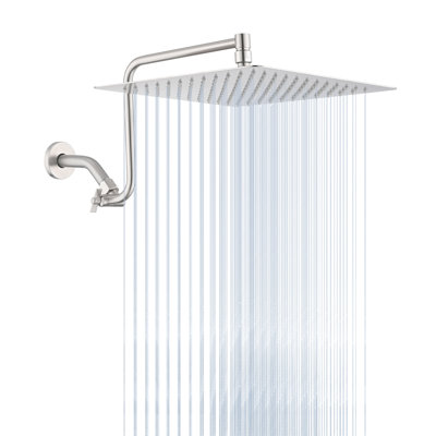 12" Square Shower Head With Adjustable Arm, Easy Installation Rain Strong And Construction, Reliable Use