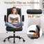 Fauteuil de bureau ergonomique en cuir avec accoudoirs rabattables-2070141065