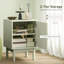 HOMCOM Rattan Bedside Table Adjustable Shelf, Solid Wood Legs, Light Green-364754898