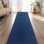 Custom Size Anti Slip Antibacterial Low Profile Loop Pile Navy Blue Runner Rug by Feet