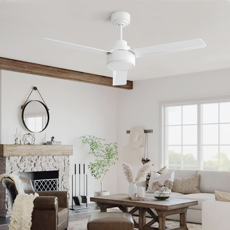 Keilee 52'' 3-ABS-Blade Propeller Standard Ceiling Fan with Remote Control and no Light, White