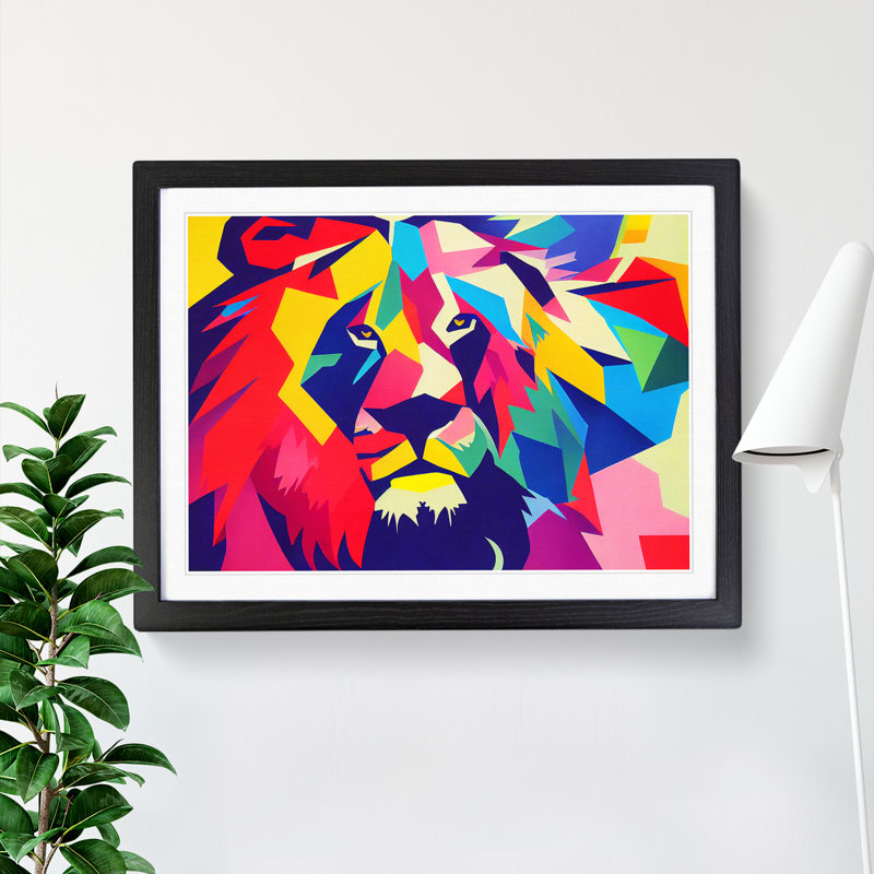 Abstract Lion Vol.2 - Framed Print, Black, 46cm H x 64cm W x 2cm D