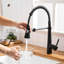 Robinet de cuisine noir avec bec rétractable, fonction à levier unique, céramique de qualité supérieure, résistant aux taches et aux empreintes digitales, distribution d'eau douce, guide d'installation simple