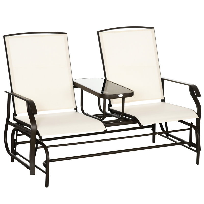 Banc d'extérieur avec table centrale Outsunny, Noir