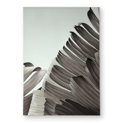 Grayscale Tropical Leaves Rug | Floral Bathroom Decor Rug