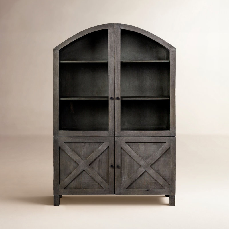 Liam Solid Wood Curio Cabinet, Gray