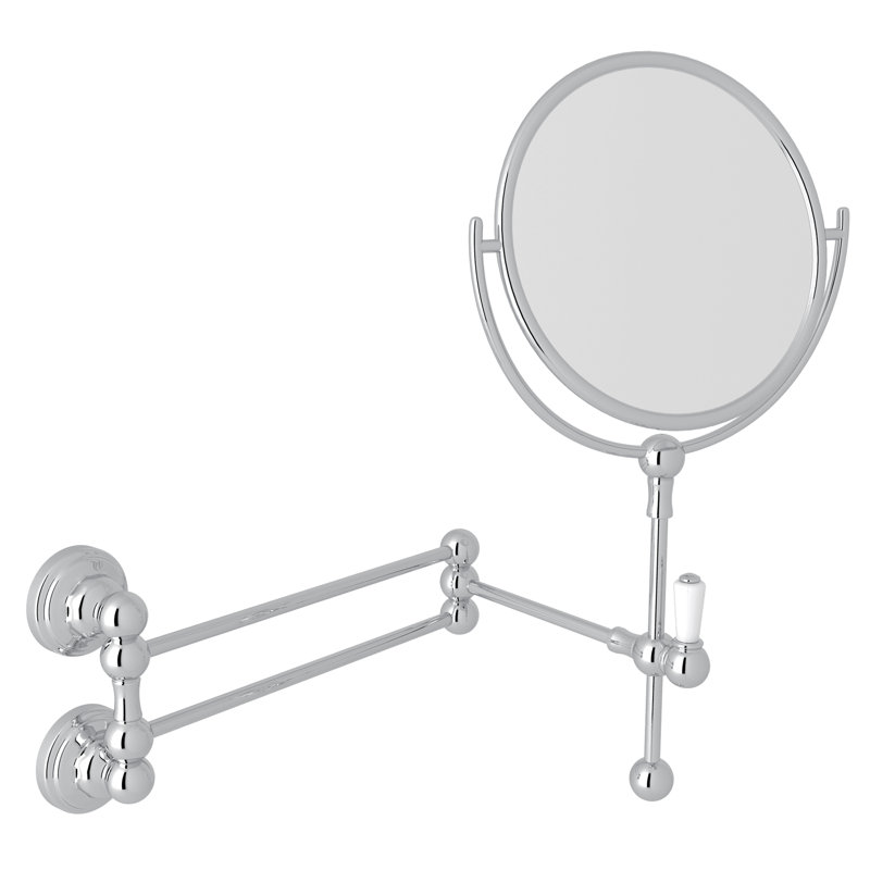 Edwardian Wall Mount Makeup Mirror, Polished Chrome