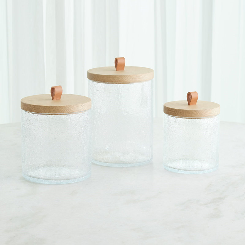 Crackle Glass Canister w/Lid, 40 oz