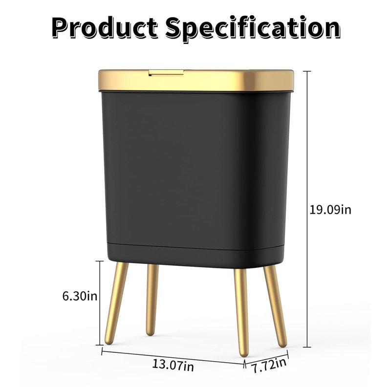 Poubelle en plastique (4 gallons), Noir