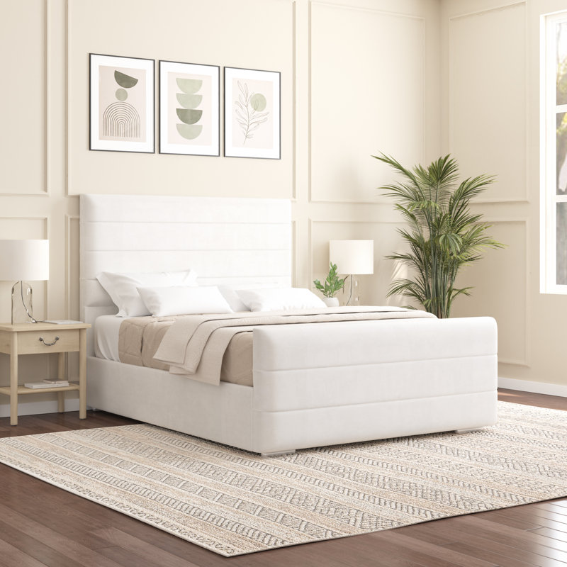 Boggs Upholstered Bed, White, Super King (6')