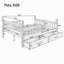 Lit plateforme en bois pour enfant (taille standard), 2 tiroirs de rangement sous le lit, barrières de sécurité, profil bas, sans sommier requis