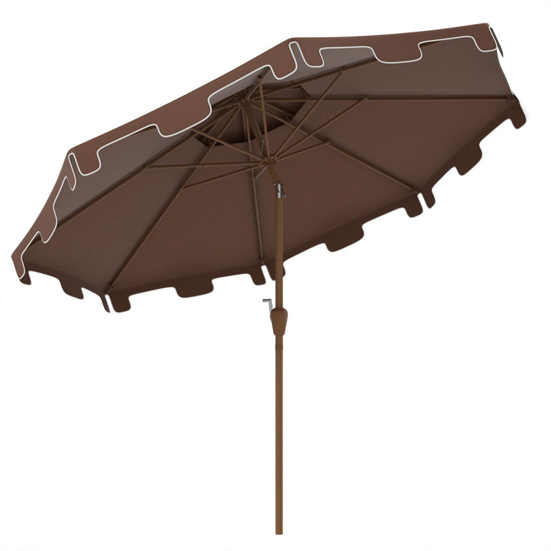 Parasol de terrasse extérieur avec mécanisme d'inclinaison, Brun