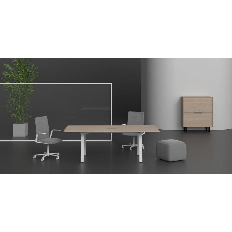 Alyxa Rectangle Conference Table, Oak/White, 72cm H x 80cm W x 180cm L
