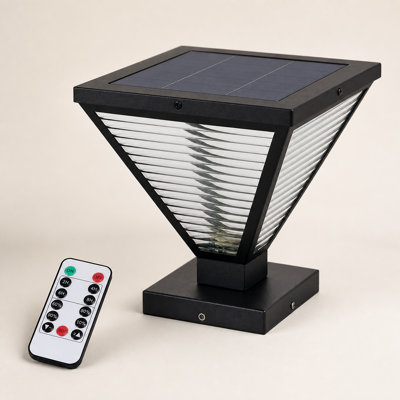 Luminaire solaire à énergie solaire avec abat-jour en verre nervuré et télécommande