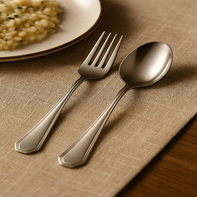 Ensemble de 16 couverts en acier inoxydable, poli miroir, comprend les couteaux, fourchettes et cuillères, va au lave-vaisselle, idéal pour une utilisation quotidienne et formelle