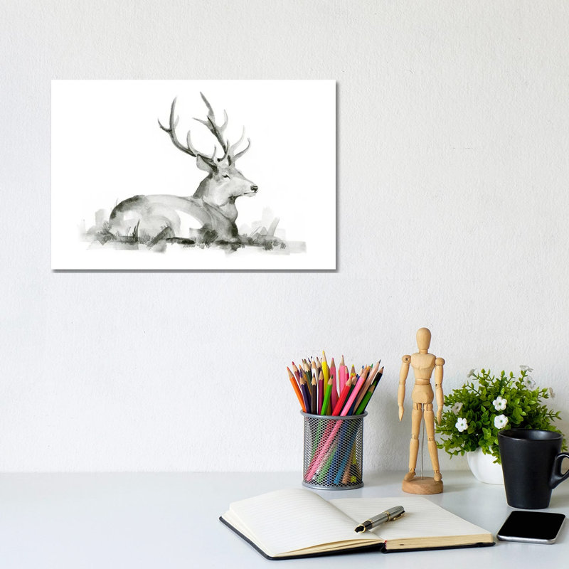 Recumbent Stag I by Jacob Green - Wrapped Canvas Print, 20.32cm H x 30.48cm W x 1.905cm D