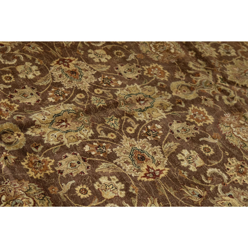 High-Quality Hand-Knotted Brown And Beige Area Rug