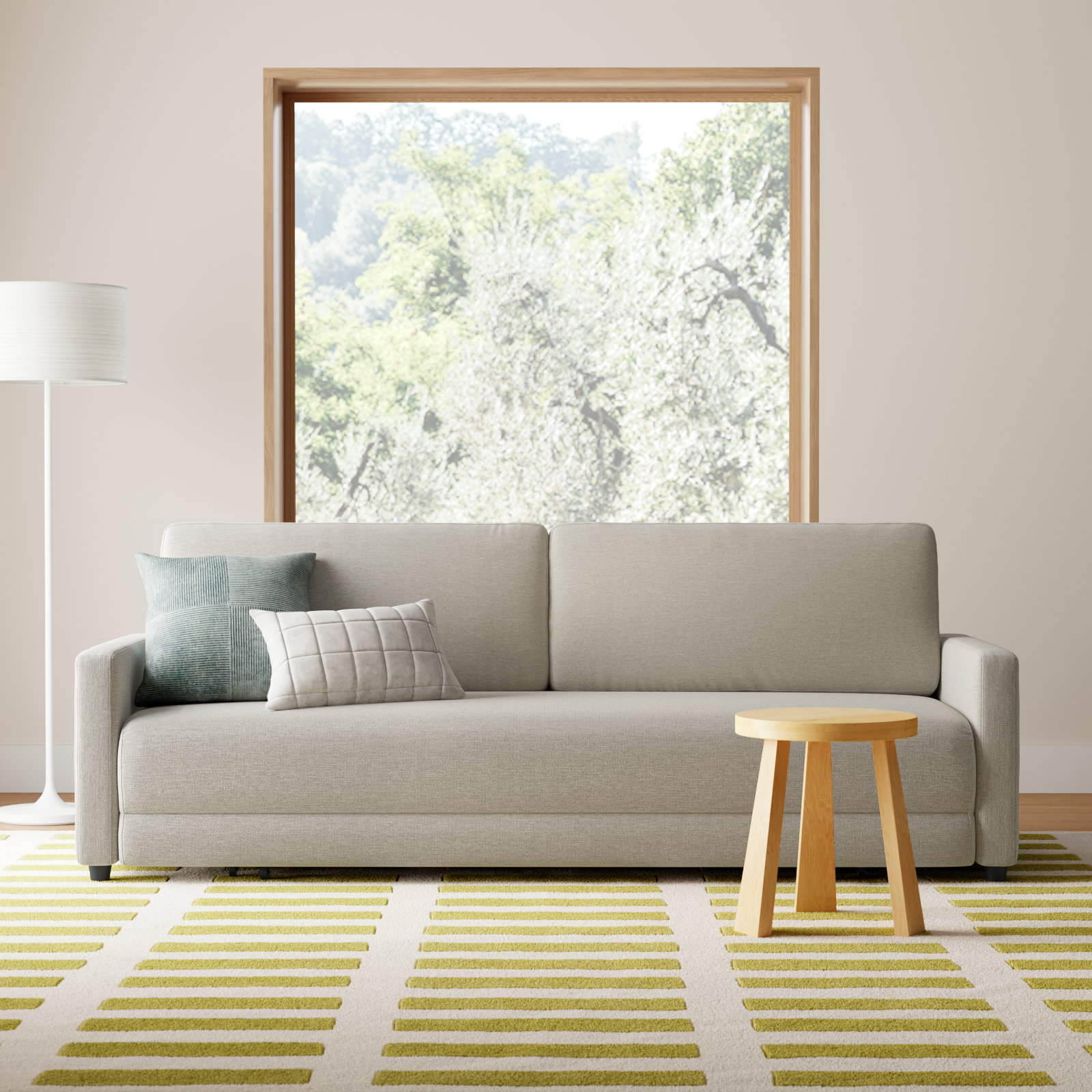 Savelle 88'' Upholstered Sleeper Sofa, Milo Mink Chenille