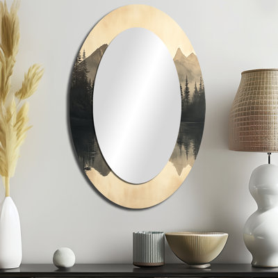 Grey Minimalism Norway Winter Landscapes II - Traditional Oval Wall Mirror