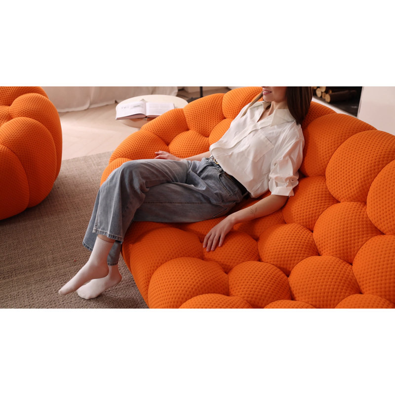 Cherica 98.43'' Orange Upholstered Sofa