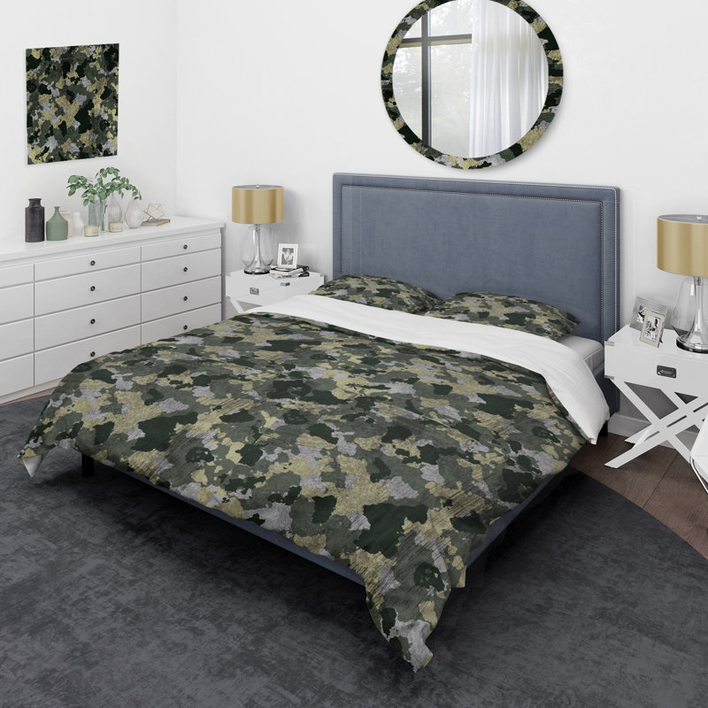 Camouflage vert tendance - ensemble de housse de couette abstrait - microfibre de polyester