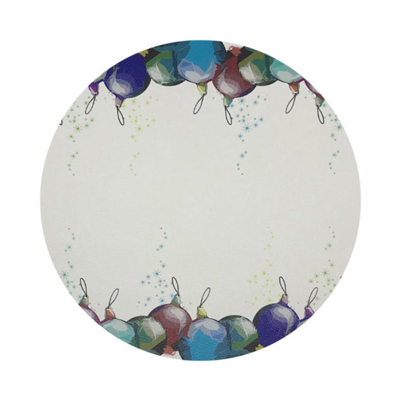 Xmas Ornaments White Vegan Leather Round Coasters