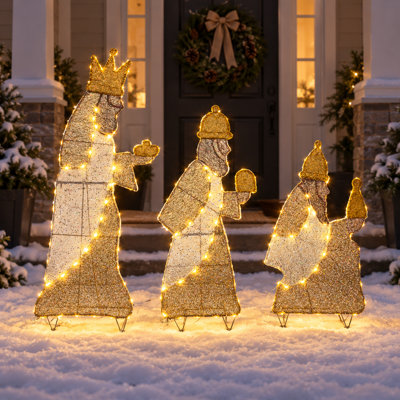 Weather Resistant Steel and Deco Mesh Freestanding Christmas Decoration