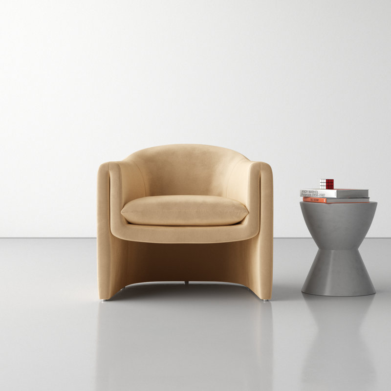 Pollman Upholstered Barrel Chair, Light Brown Velvet