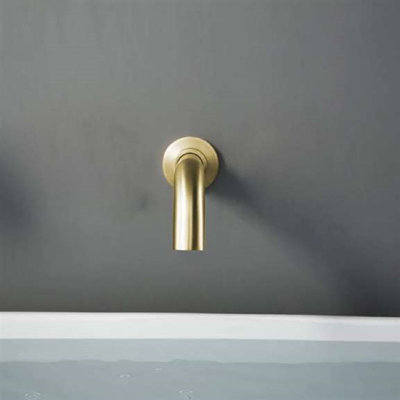 FontanaShowers Gold Wall Mount Touchless Bathroom Faucet