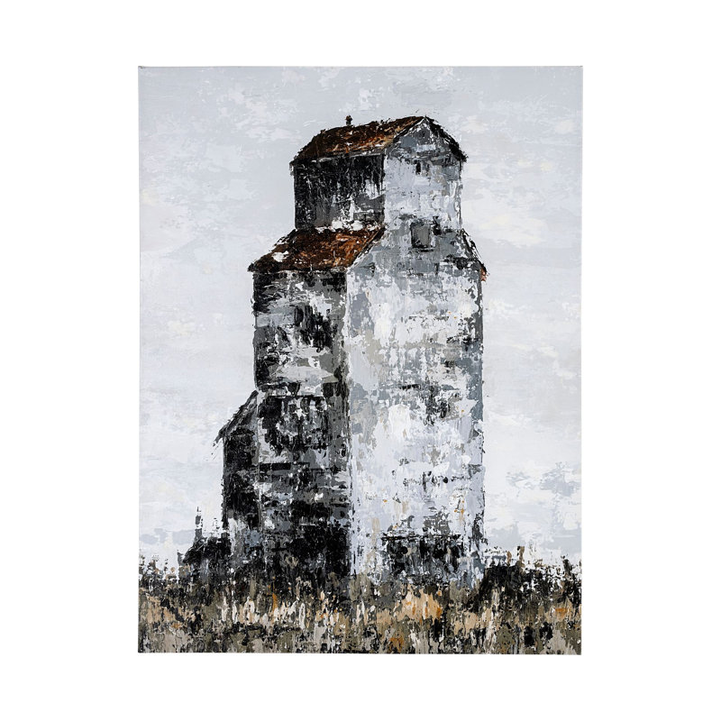 Toile texturée embellie à la main Abandonné, H 53 po x l 40 po x P 3 po