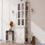 Armoire de rangement haute et deux tablettes triangulaires, ensemble mural de style rétro de 69,25 po de largeur avec portes en verre