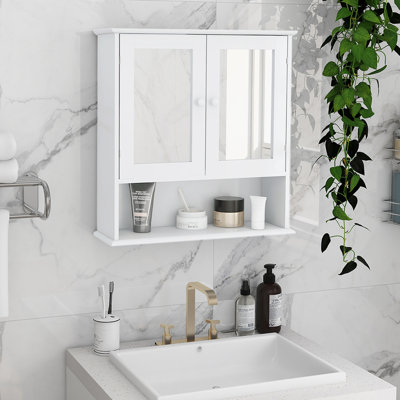 Armoire murale de salle de bain avec portes et tablettes à miroir Doule