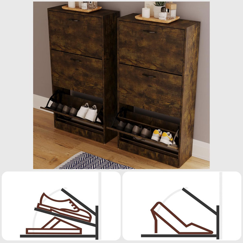 9 Pair Shoe Storage Cabinet, Wood