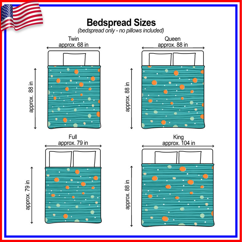 Teal Dots Stripes Quilted Bedspread All Sizes, Queen