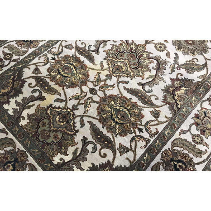 Tapis ivoire et ivoire de haute qualité noué à la main Trinity, Rectangle 5 pi 1 po x 10 pi 1 po