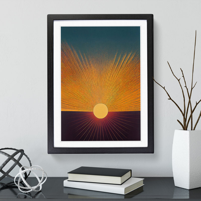 Daring Abstract Sunset - Single Picture Frame Print, 64cm H x 46cm W x 2cm D, Black