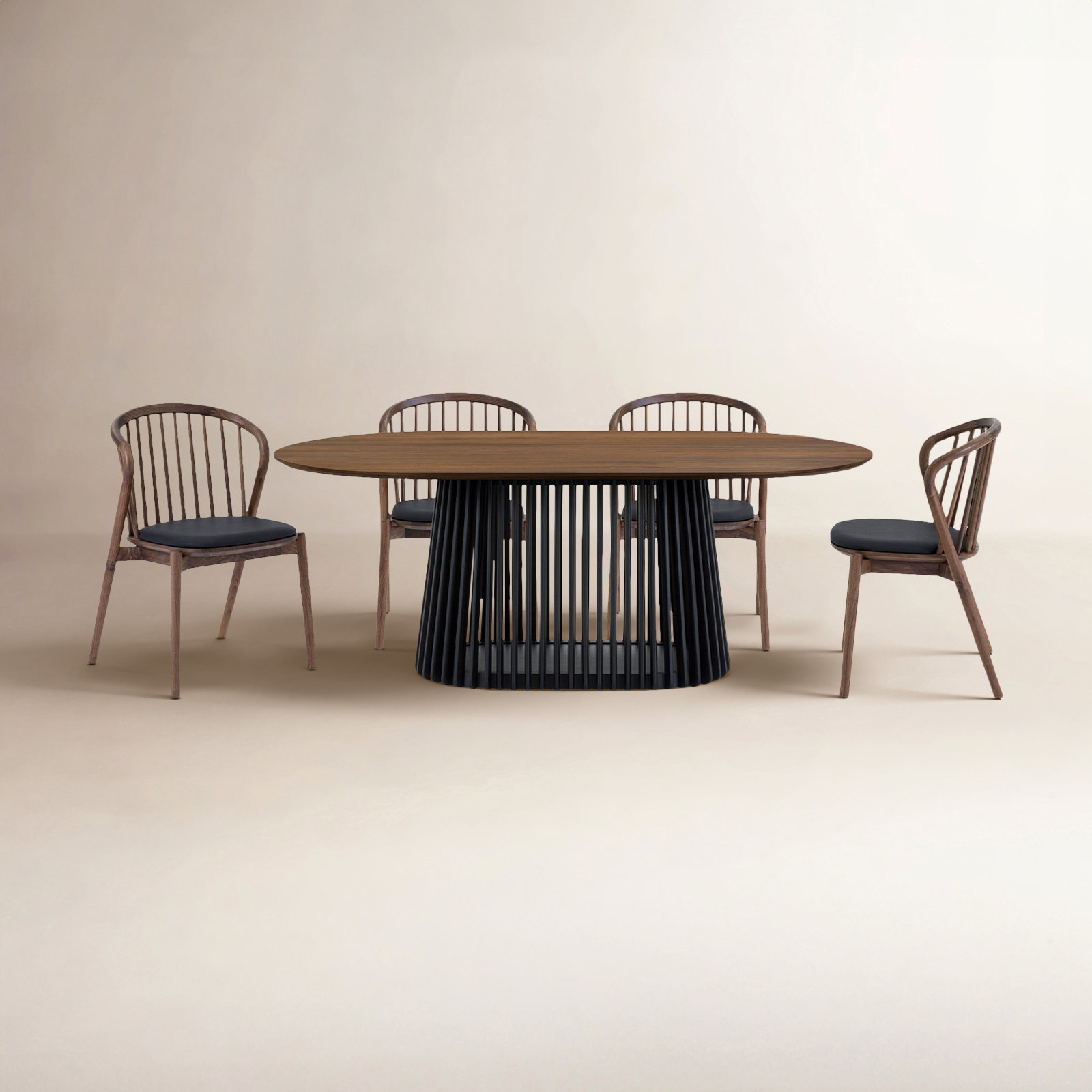 6 - Piece Extendable Dining Set, Walnut, Walnut