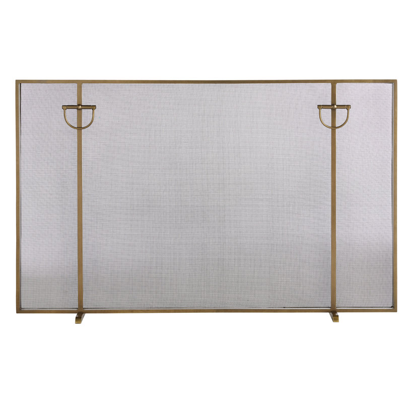 Brooklyn 1 Panel Iron Fireplace Screen, Antique Brass