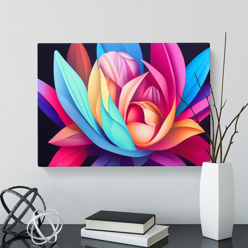 Riveting Modern Flower Art Abstract - Wrapped Canvas, 40cm H x 60cm W x 3cm D