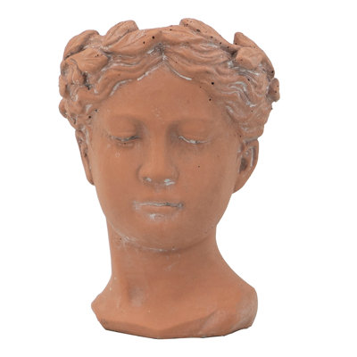D6x9" Head Bust Planter Made From Brown 100% Cement, Suitable For Indoor And Outdoor Areas In Home Garden, 6.3X5.9X9.1 Inches, 4.63Lb Feature Classical Of Garden Decoration,