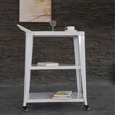 3-Tiered Metal Frame, Industrial Dining Cart With Swivel Wheels by Trent Austin Design