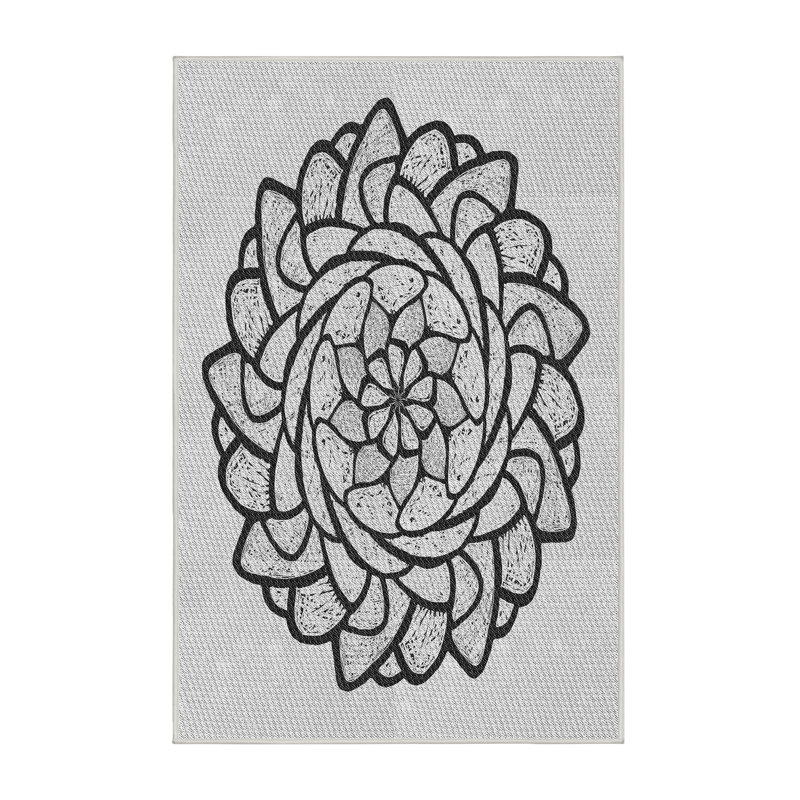 Tapis noir/gris tissé à la machine, Rectangle 3 pi x 5 pi
