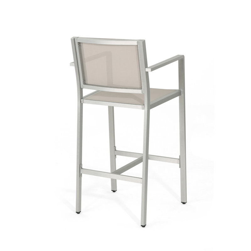 Tabourets 29,50 "avec structure en aluminium antirouille argenté, filet gris, ensemble de 2
