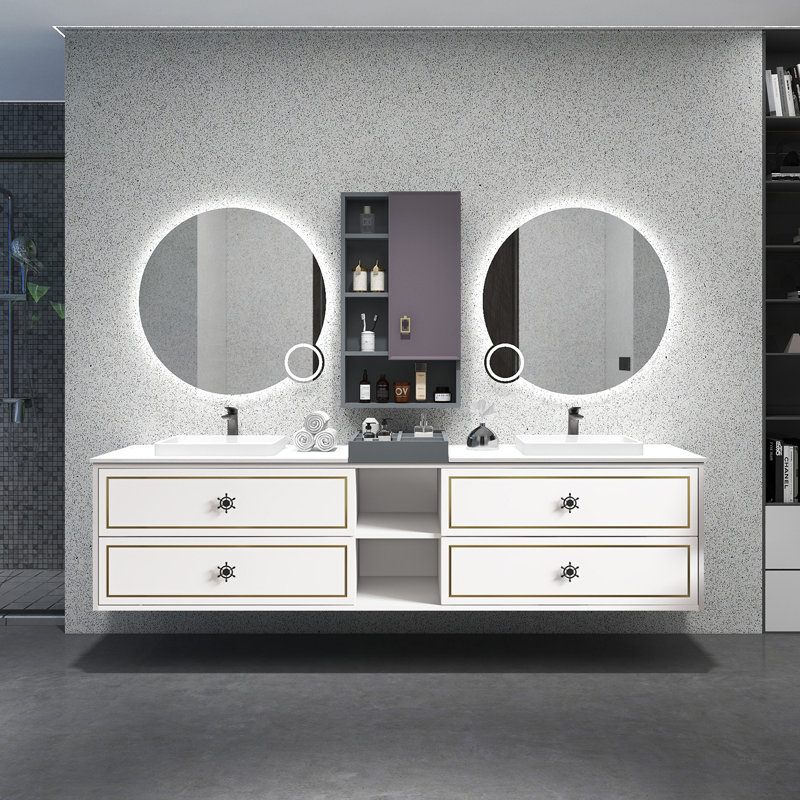 Meuble-lavabo double 72 po avec plateau en marbre Blashford