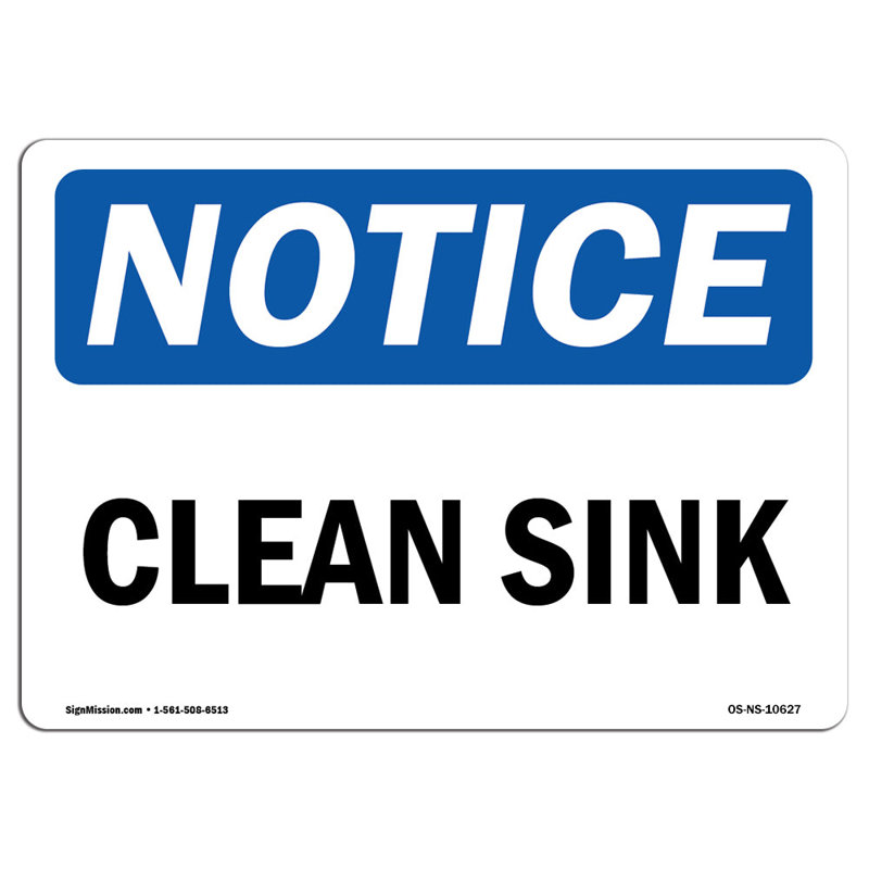Clean Sink Aluminum Sign 18 x 24