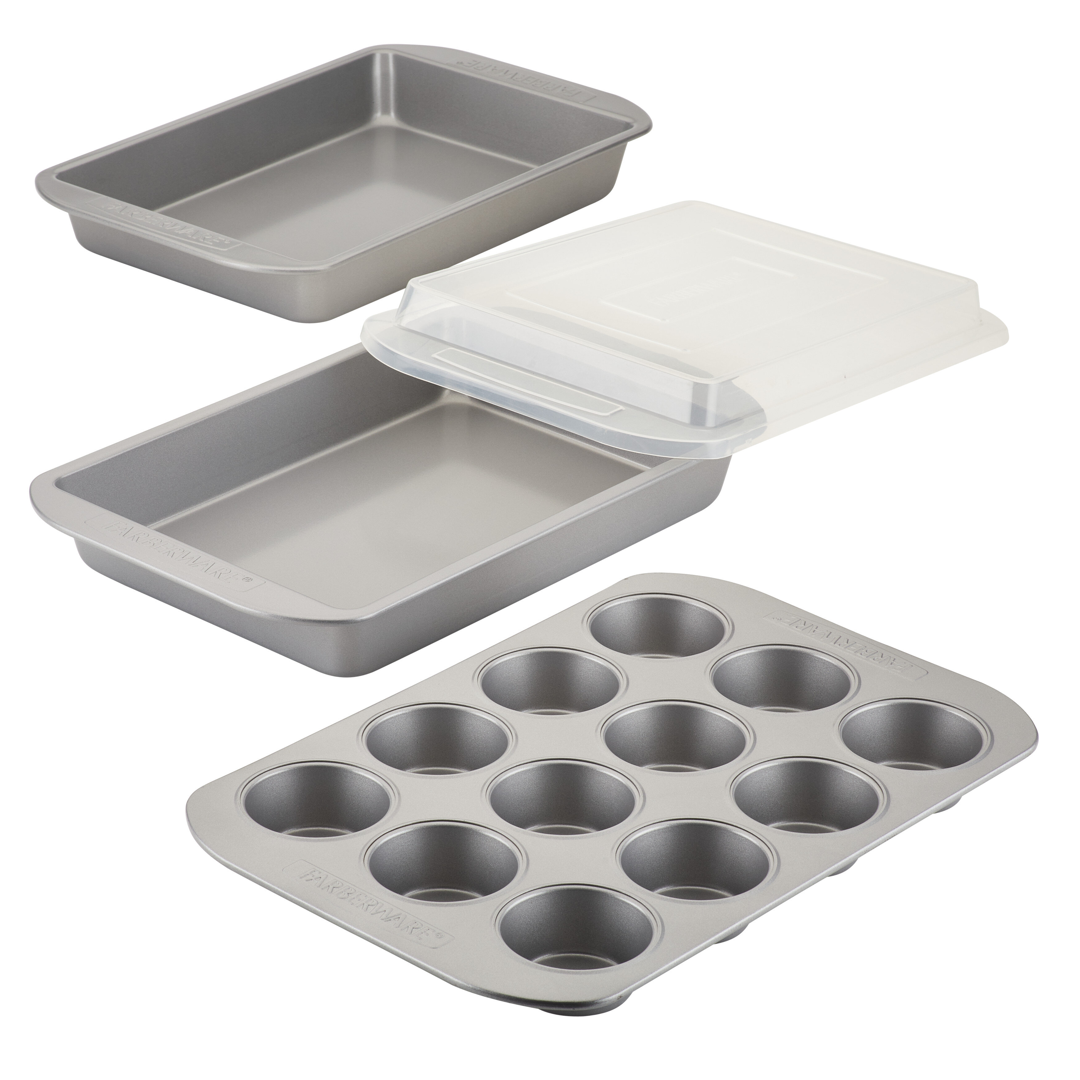 Farberware Nonstick Bakeware 12-Cup Muffin Pan And Cake Pan Set, 4-Piece