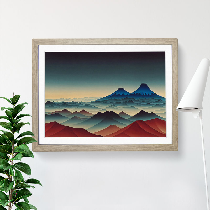 Fearless Japanese Mountains - Single Picture Frame Print, 25cm H x 34cm W x 2cm D, Oak