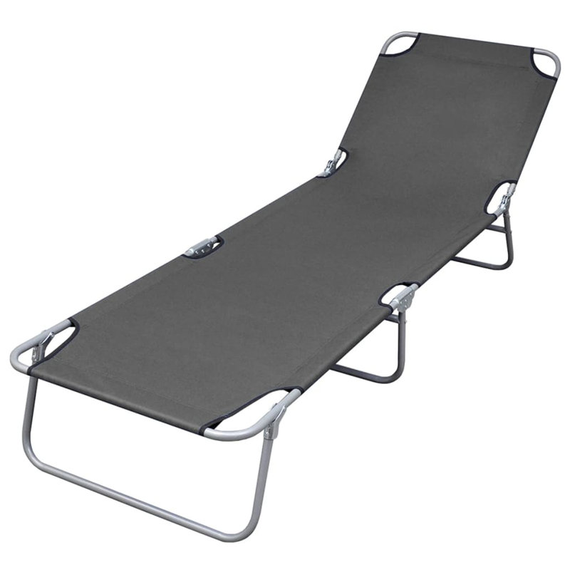Chaise longue de patio pliante pour l'extérieur, gris