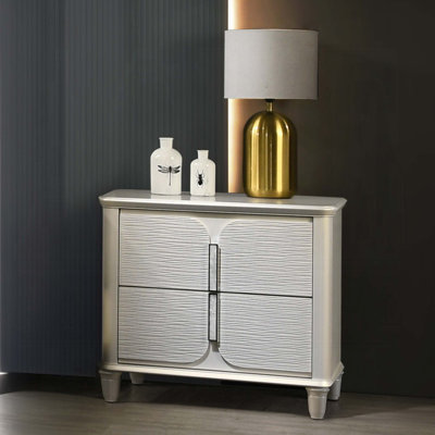 Luxury Glam Nightstand Of 2-Drawers 1Pc