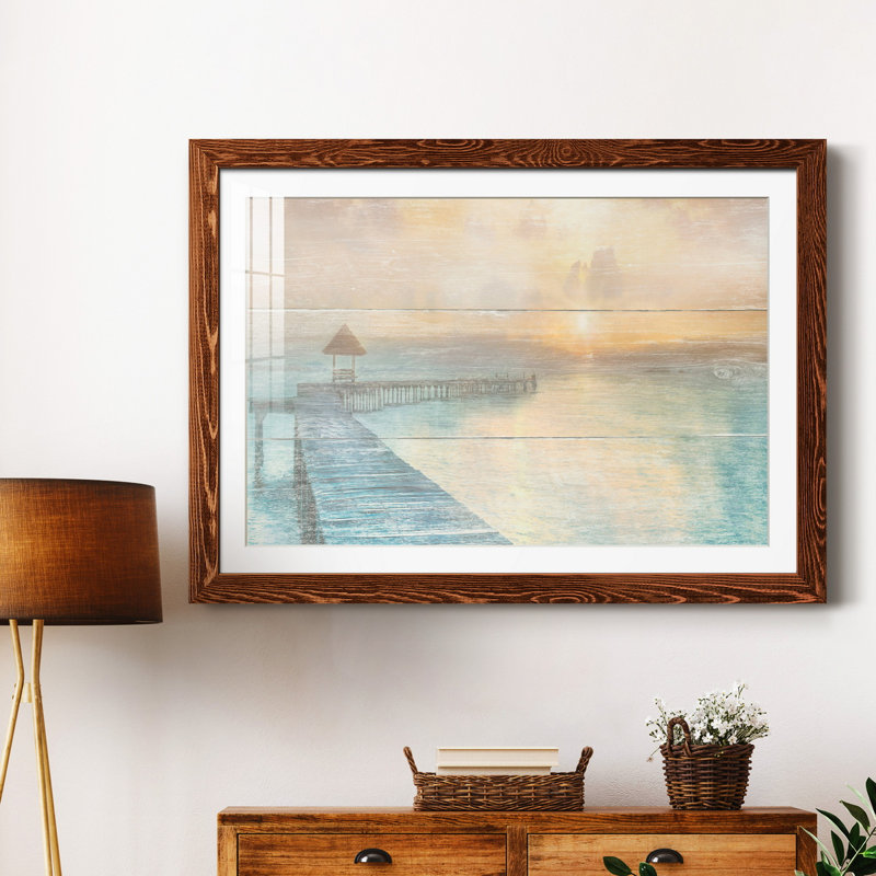 «Gather at the Beach» - Peinture encadrée, H 20 po x l 17 po x P 1,5 po, Cadre en érable